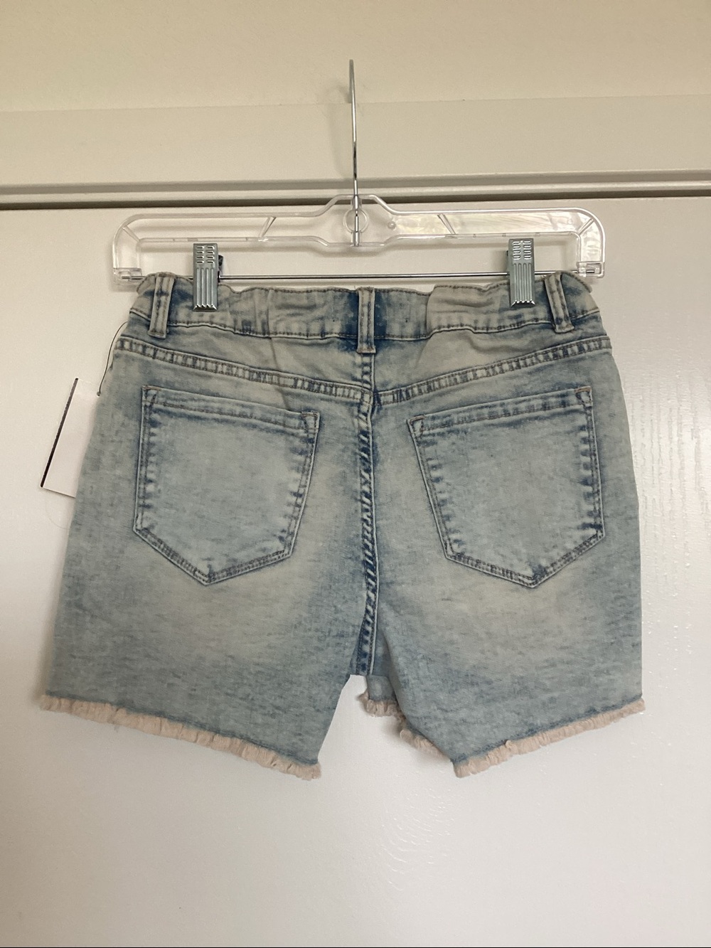 Imperial Star Girls Light Wash Button-Front Distressed Denim Shorts - Picture 2 of 5